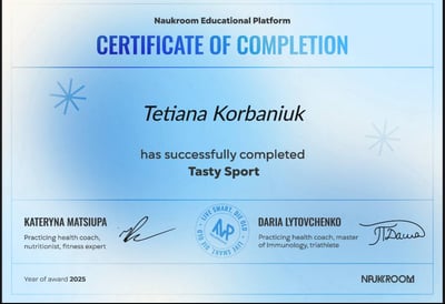 Сертифікат Naukroom Tasty Sport
